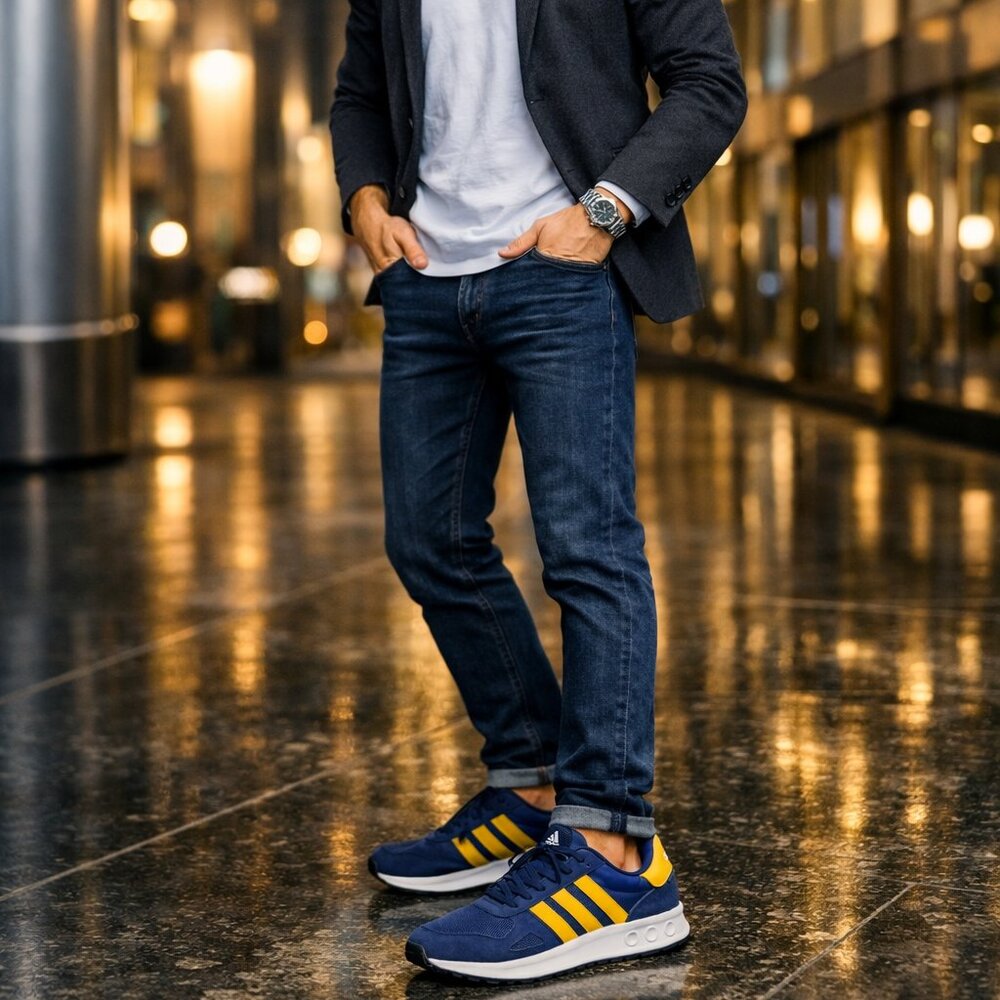 Adidas Navy & Yellow Running Sneakers – (New with Tags)
